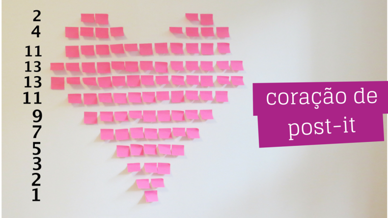 diy decoração romântica coração de post-it