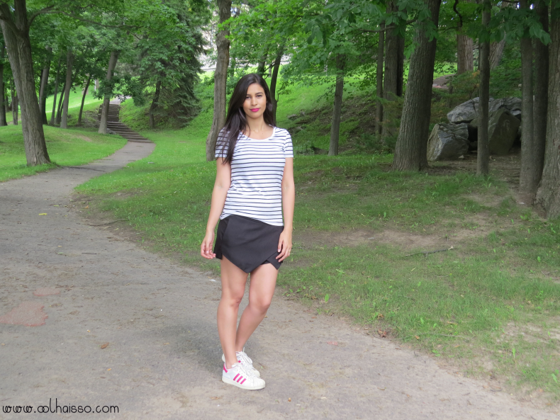 short, tênis e camisa jeans look comfy - blogoolhaisso