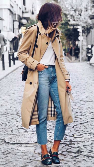 como usar trench coat com jeans