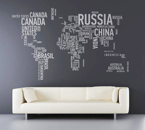 decoracao com mapas adesivo de parede