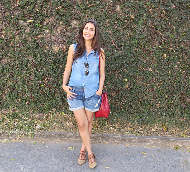 look all jeans feira shop short e camisa