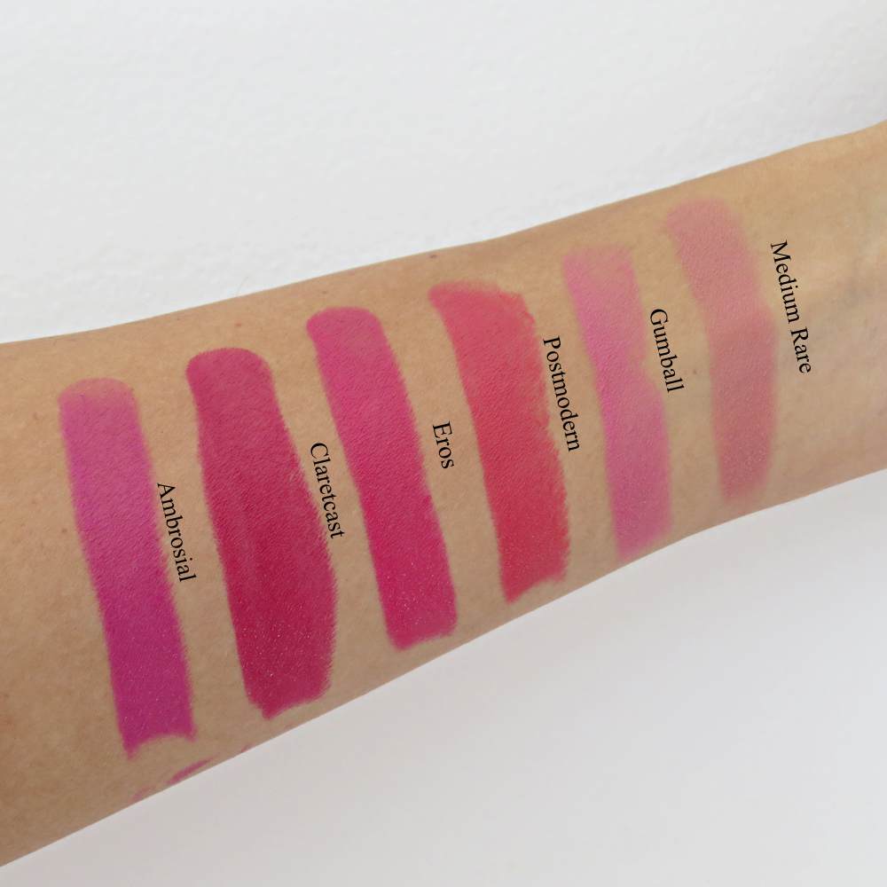 swatches batom mac liptensity rosa