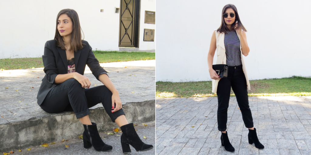 look calça com bota cano curto