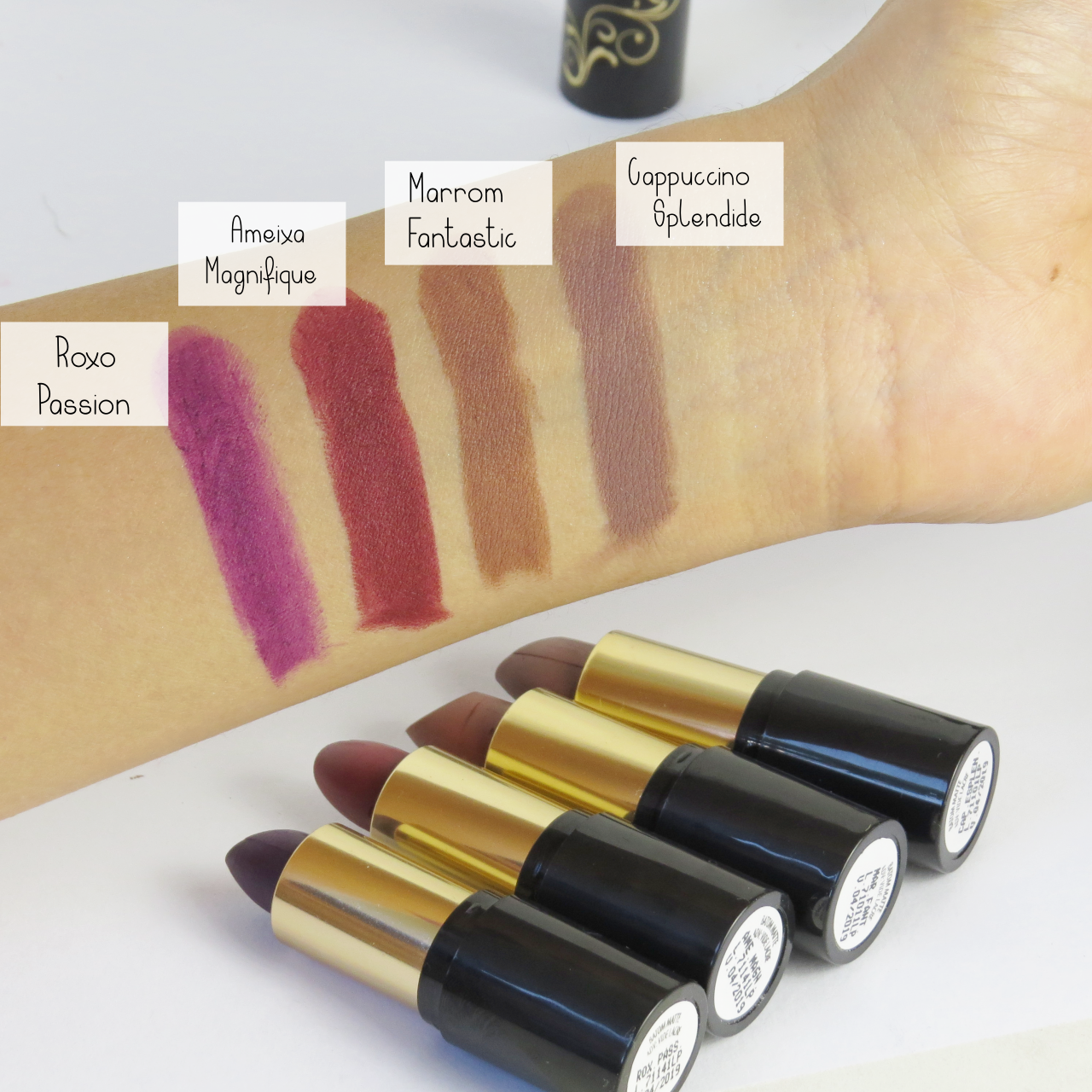 linha aviva noir jequiti batom matte swatches