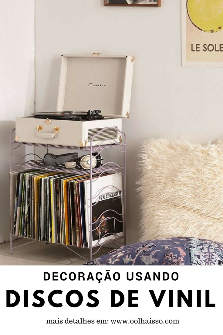 decoração com discos de vinil