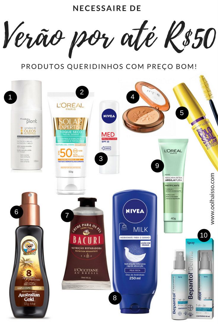 necessaire de verao com produtos de beleza baratos 50 reais