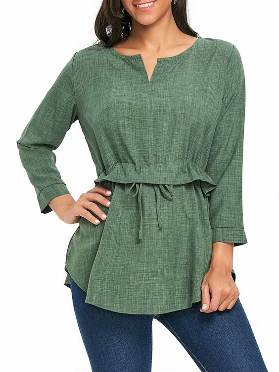 como usar blusa peplum tunica verde