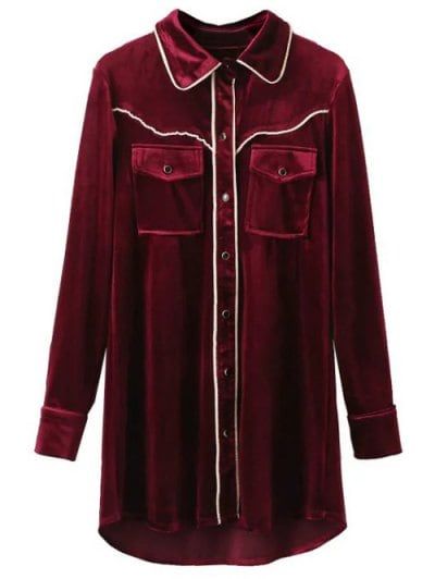 vestido bordo camisa vestido zaful - burgundy dress