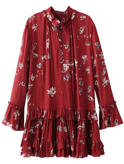 vestido bordo estilo bata zaful - burgundy dress