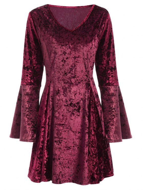 vestido bordo manga flare zaful - burgundy dress