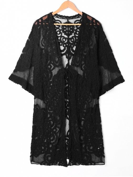 kimono preto de renda