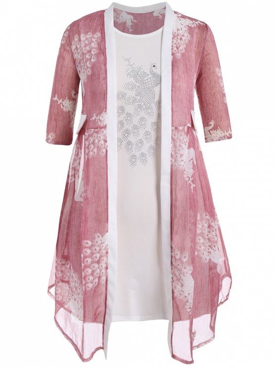 kimono rose com vestido branco