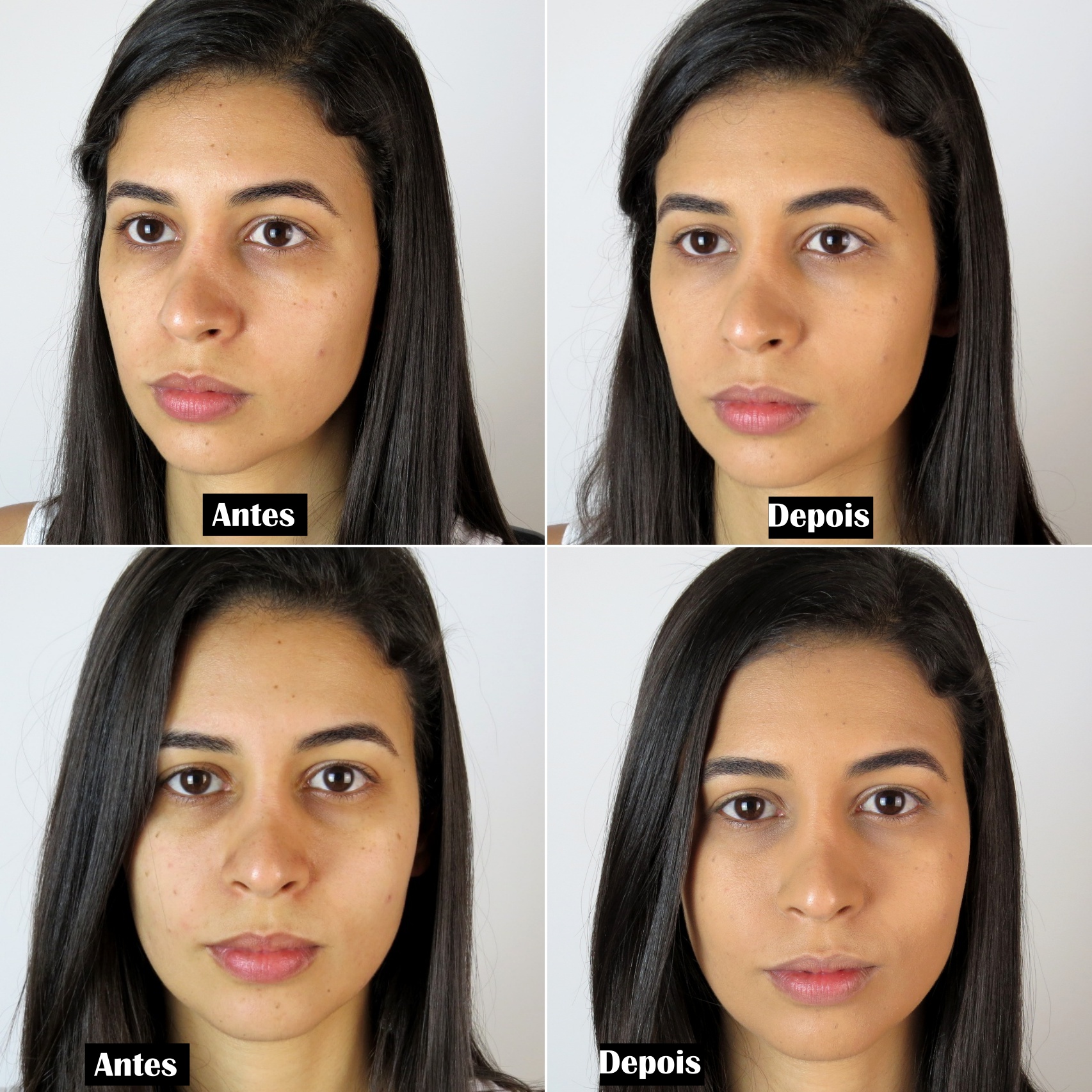 base serum natura una aplicacao antes e depois