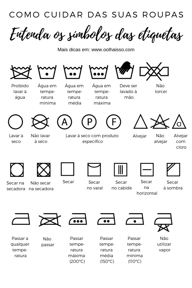 como cuidar das roupas entenda os símbolos das etiquetas
