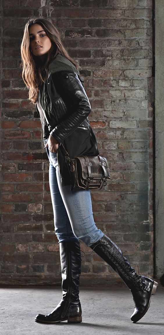 bota jeans cano alto