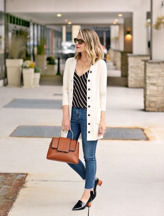 look jeans e cardigan longo