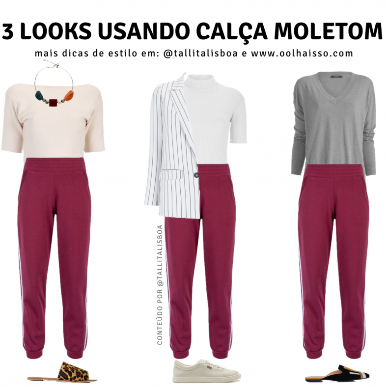 3 looks usando calça moletom