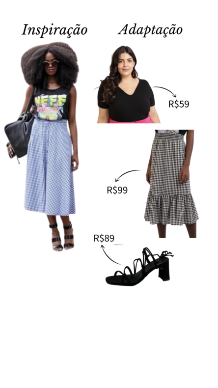 adaptando look saia xadrez