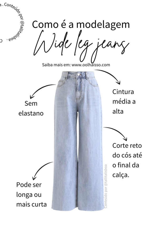 Como é a modelagem da wide leg. calça jeans de perna larga, tendência 2021