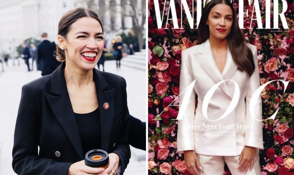 alexandria ocasio cortez red lips outfits