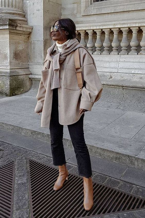look minimalista de inverno com Jaqueta Shacket - @basicstouch